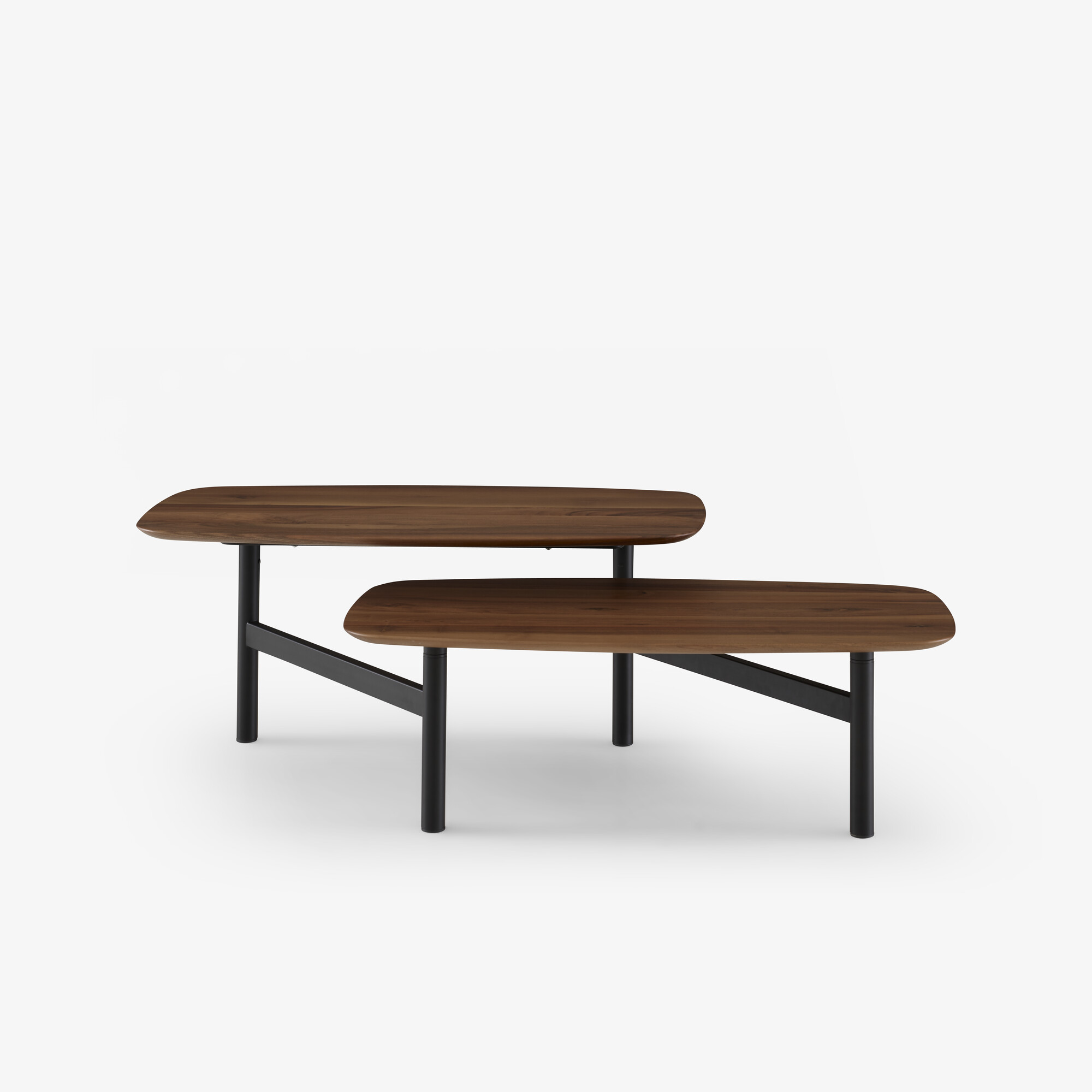 Pantographe Low table european walnut top black lacquered base