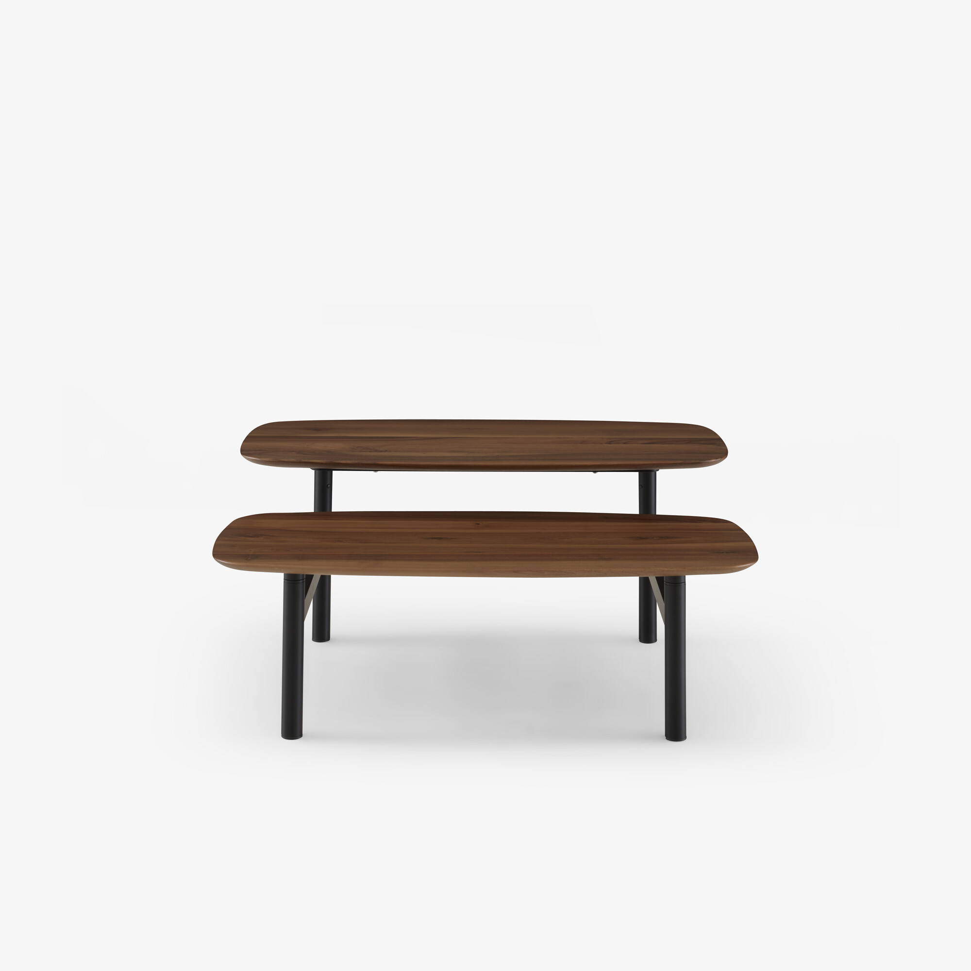 Pantographe Low table european walnut top black lacquered base