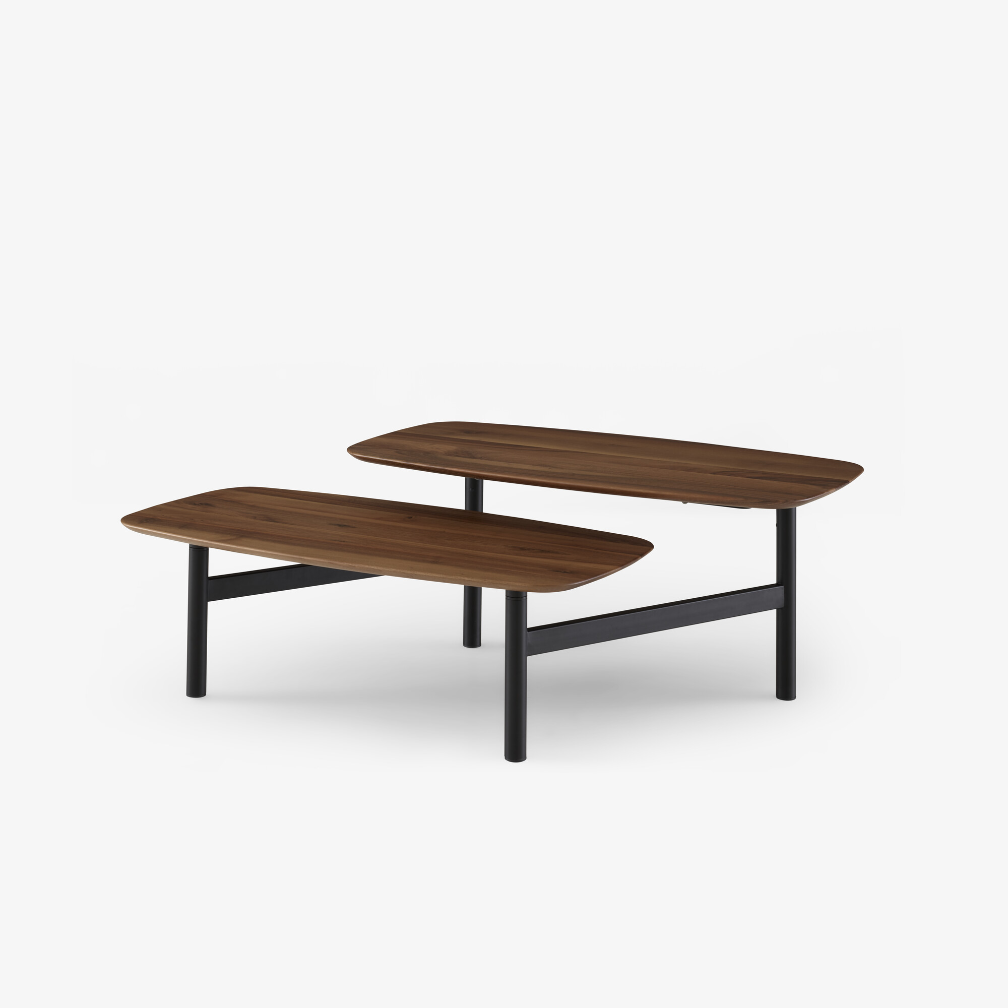Pantographe Low table european walnut top black lacquered base
