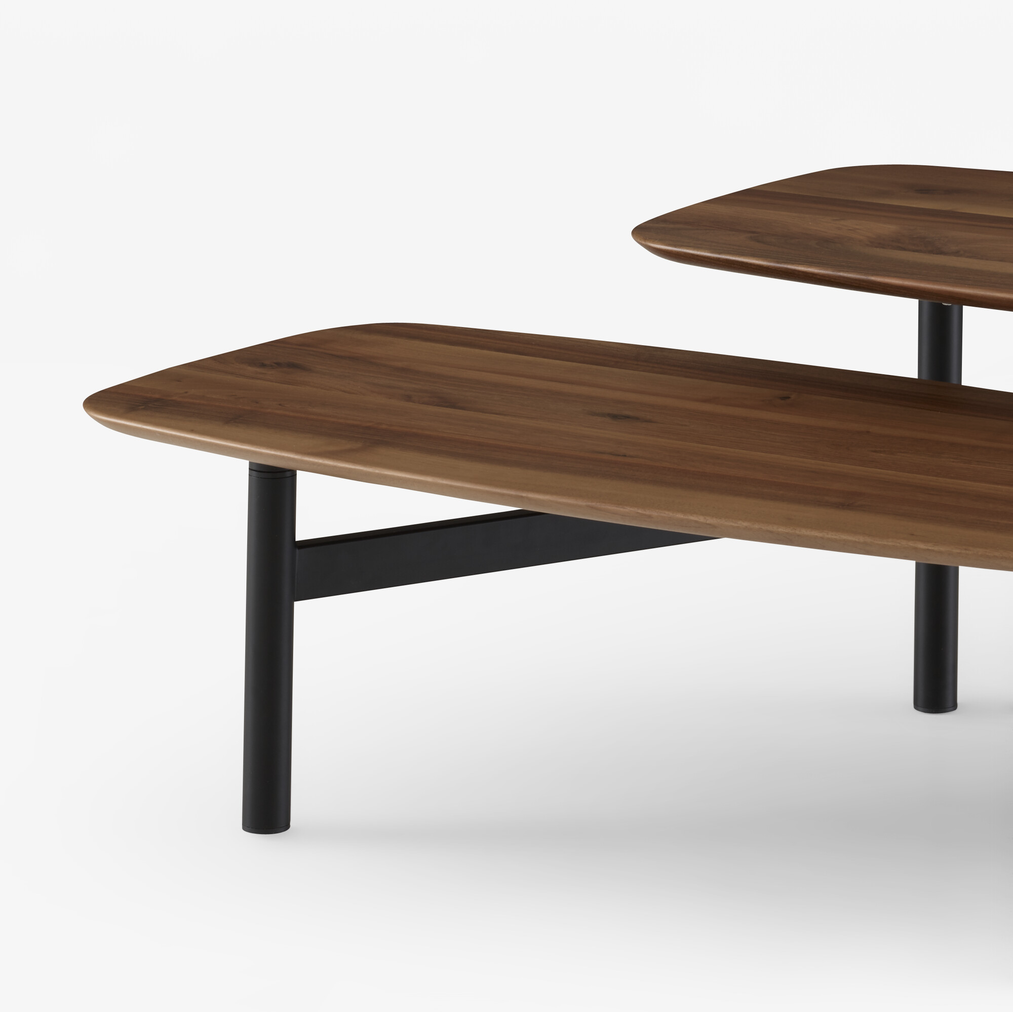 Pantographe Low table european walnut top black lacquered base